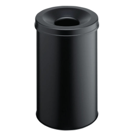 Durable Metal Waste Bin with Fire Extinguishing Lid 30 Litre Black DB98854 F