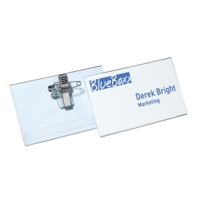 Durable Name Badge with Combi Clip 54mm x 90mm Clear 50 Pack 146047 F