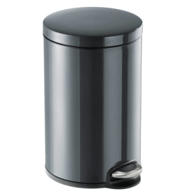 Durable Powder Coated Metal Pedal Bin Round 12 Litre Charcoal DB30200 F