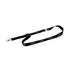 Durable Soft Textile STAFF Lanyard with Clip Black 10 Pack 561354 F