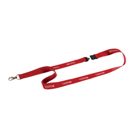Durable Soft Textile VISITOR Lanyard with Clip and Breakaway Red 10 Pack 101168 F