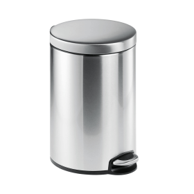 Durable Stainless Steel Pedal Bin Round 12 Litre Silver DB30197 F