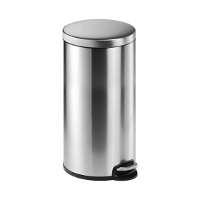 Durable Stainless Steel Pedal Bin Round 30 Litre Silver DB99784 F