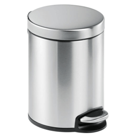 Durable Stainless Steel Pedal Bin Round 5 Litre Silver DB30196 F