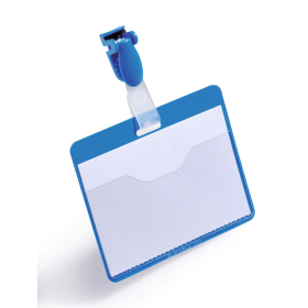 Durable Visitor Clip Badge 60mm x 90mm Blue 25 Pack 129566 F