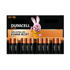 Duracell Plus AA Battery Alkaline 150 Extra Life Power Boost 10 Pack 5015842