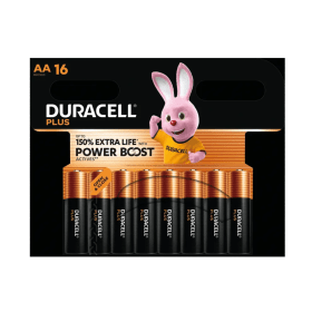 Duracell Plus AA Battery Alkaline 150 Extra Life Power Boost 16 Pack 5009375