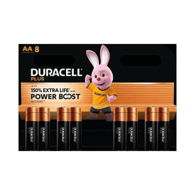 Duracell Plus AA Battery Alkaline 150 Extra Life Power Boost 8 Pack 5015223