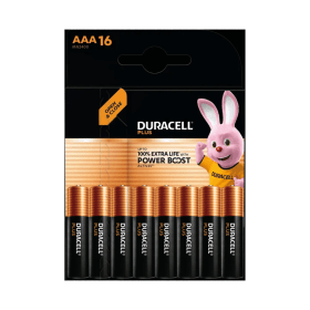 Duracell Plus AAA Battery Alkaline 100 Extra Life Power Boost 16 Pack 5010829