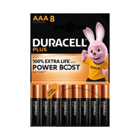 Duracell Plus AAA Battery Alkaline 100 Extra Life Power Boost 8 Pack 5009380