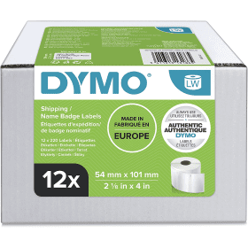 Dymo 13186 S0722420 White Shipping Name Badge Label Roll 101mm x 54mm 12 x 220 Labels Original