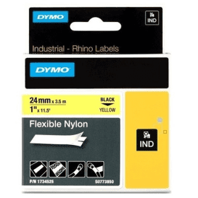 Dymo 1734525 S0773850 Black on Yellow Nylon Labelling Tape 24mm x 3.5m Original