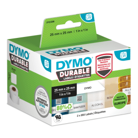 Dymo 2112286 Durable White Labels 25mm x 25mm 2 x 850 Labels Original