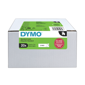 Dymo 2231632 D1 Black on White Adhesive Vinyl Label Tape 12mm x 7m 20 Pack Original