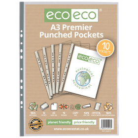 Eco Eco 100 Recycled Punched Pocket A3 Clear 10 Pack 544723 F