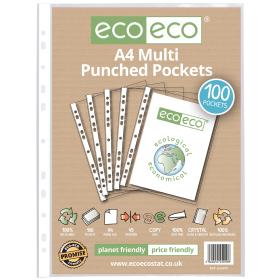 Eco Eco 100 Recycled Punched Pocket A4 100 Pack 544720 F