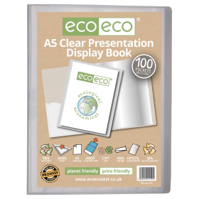 Eco Eco 50 Recycled Clear Presentation Display Book 100 Pockets A5 Clear 892148 F