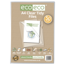 Eco Eco 50 Recycled Clear Tidy Files A4 Clear 50 Pack 810382 F