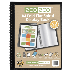 Eco Eco 50 Recycled Fold Flat Spiral Display Book 60 Pockets A4 Black 816282 F