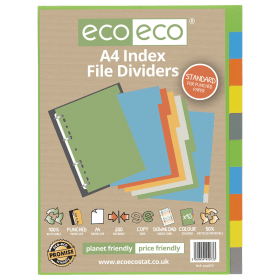 Eco Eco 50 Recycled Index File Divider 10 Part A4 Assorted ECO073 S 583072 F