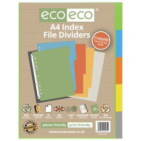 Eco Eco 50 Recycled Index File Divider 5 Part A4 Assorted PECO071 S 583070 F