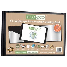 Eco Eco 50 Recycled Landscape Presentation Display Book 20 Pockets A3 Black 615718 F