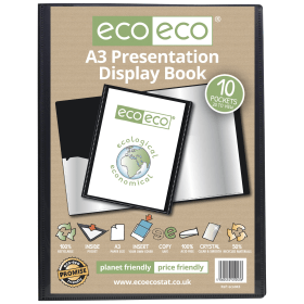 Eco Eco 50 Recycled Presentation Display Book 10 Pockets A3 Black 544734 F