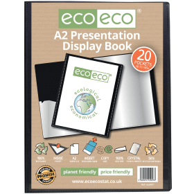 Eco Eco 50 Recycled Presentation Display Book 20 Pockets A2 Black 544717 F