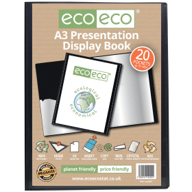 Eco Eco 50 Recycled Presentation Display Book 20 Pockets A3 Black 544715 F