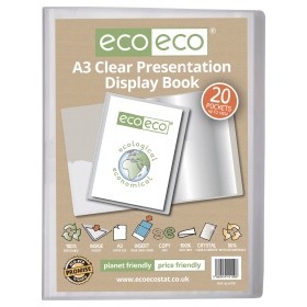 Eco Eco 50 Recycled Presentation Display Book 20 Pockets A3 Clear 615722 F