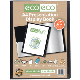 Eco Eco 50 Recycled Presentation Display Book 20 Pockets A4 Black 481799 F