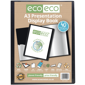 Eco Eco 50 Recycled Presentation Display Book 40 Pockets A3 Black 544716 F