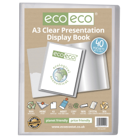 Eco Eco 50 Recycled Presentation Display Book 40 Pockets A3 Clear 615723 F