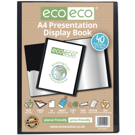 Eco Eco 50 Recycled Presentation Display Book 40 Pockets A4 Black 481800 F