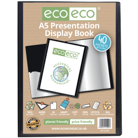 Eco Eco 50 Recycled Presentation Display Book 40 Pockets A5 Black 544712 F