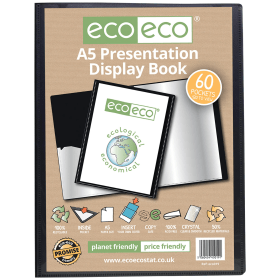 Eco Eco 50 Recycled Presentation Display Book 60 Pockets A5 Black 583074 F