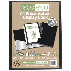 Eco Eco 50 Recycled Presentation Display Book and Box 100 Pockets A4 Black 583086 F