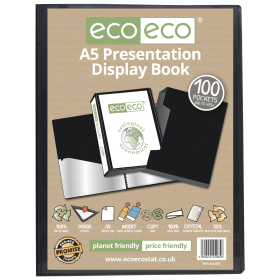 Eco Eco 50 Recycled Presentation Display Book and Box 100 Pockets A5 Black 583084 F
