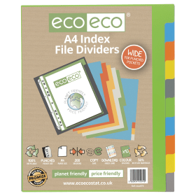 Eco Eco 50 Recycled Wide Index File Divider 10 Part A4 Assorted ECO074 S 583073 F