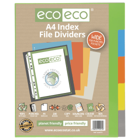 Eco Eco 50 Recycled Wide Index File Divider 5 Part A4 Assorted ECO072 S 583071 F