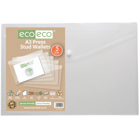 Eco Eco 95 Recycled Press Stud Wallets A3 Clear 5 Pack 583089 F