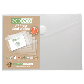 Eco Eco 95 Recycled Press Stud Wallets A7 Clear 5 Pack 892137 F