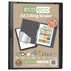 Eco Eco A4 12mm 95 Recycled Presentation 2 Ring Binder Black eco086 S 615708 F