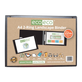 Eco Eco A4 22mm 95 Recycled Presentation 2 Ring Landscape Binder Black ECO146 S 932497 F