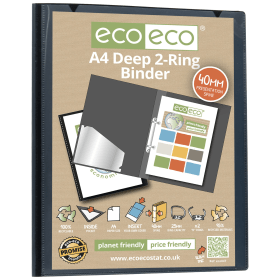 Eco Eco A4 25mm 95 Recycled Presentation Deep Ring Binder Black eco047 S 544738 F