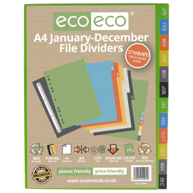 Eco Eco multicoloured 50 Recycled Index Dividers January December 583100 F