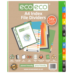 Eco Eco multicoloured 50 Recycled Wide Index Dividers A4 1 12 583064 F