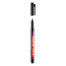 edding 404 permanent marker - blauw - 10 stiften - fijne ronde punt 0,75 mm - watervast, sneldrogend - wrijfvast - voor karton, kunststof, hout, metaal, glas