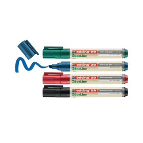 Edding 29 EcoLine Whiteboard Markers Chisel Tip 1 5mm Line Assorted 4 Pack 555384 F