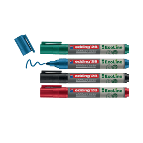 Edding e 28 4 S EcoLine Whiteboard Markers Bullet Tip 1.5 3mm Line Assorted 4 Pack 555379 F